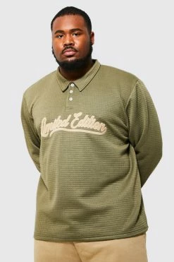 Plus Quilted Long Sleeve Varsity Polo