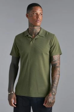 Slim Fit Mini Waffle Revere Polo