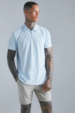 Slim Fit Velour Zip Neck Polo
