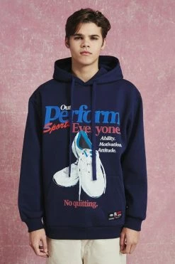 Oversized Split Hem Graphic Hoodie