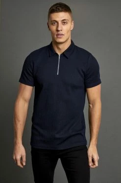 Slim Fit Jacquard Zip Polo