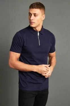 Slim Fit Short Sleeve Zip Polo