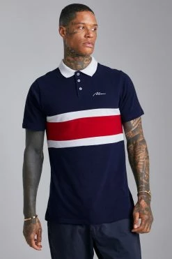 Slim Man Signature Colour Block Pique Polo