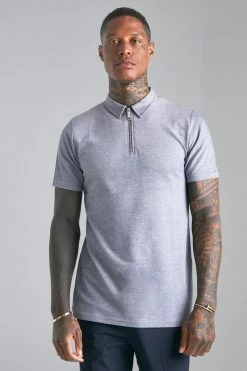 Smart Oxford Pique Zip Neck Polo