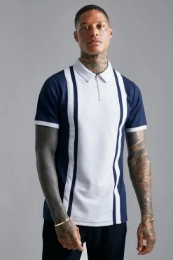 Smart Slim Fit Zip Polo With Contrast Panel