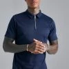 Smart Viscose Ribbed Zip Neck Polo