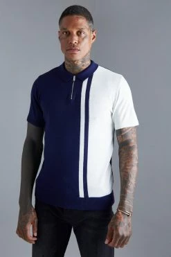 Stripe Colourblock Knitted Polo