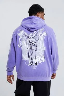 Plus Overdye Statue Back Graphic Hoodie