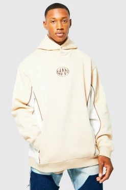 Oversized Graphic Hoodie With Piping