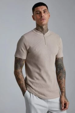 Smart Slim Bomber Neck Zip Polo