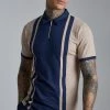 Smart Slim Fit Zip Polo With Contrast Panel