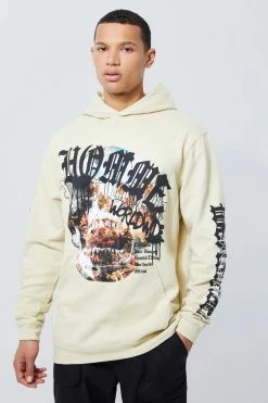 Tall Skull Renaissance Print Hoodie