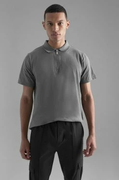 Tall Slim Fit Short Sleeve Zip Polo