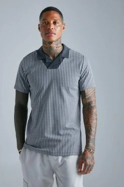 Slim Fit Revere Jacquard Contrast Collar Polo