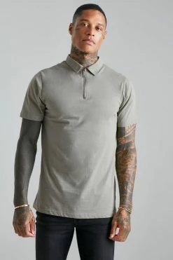 Slim Fit Short Sleeve Zip Polo