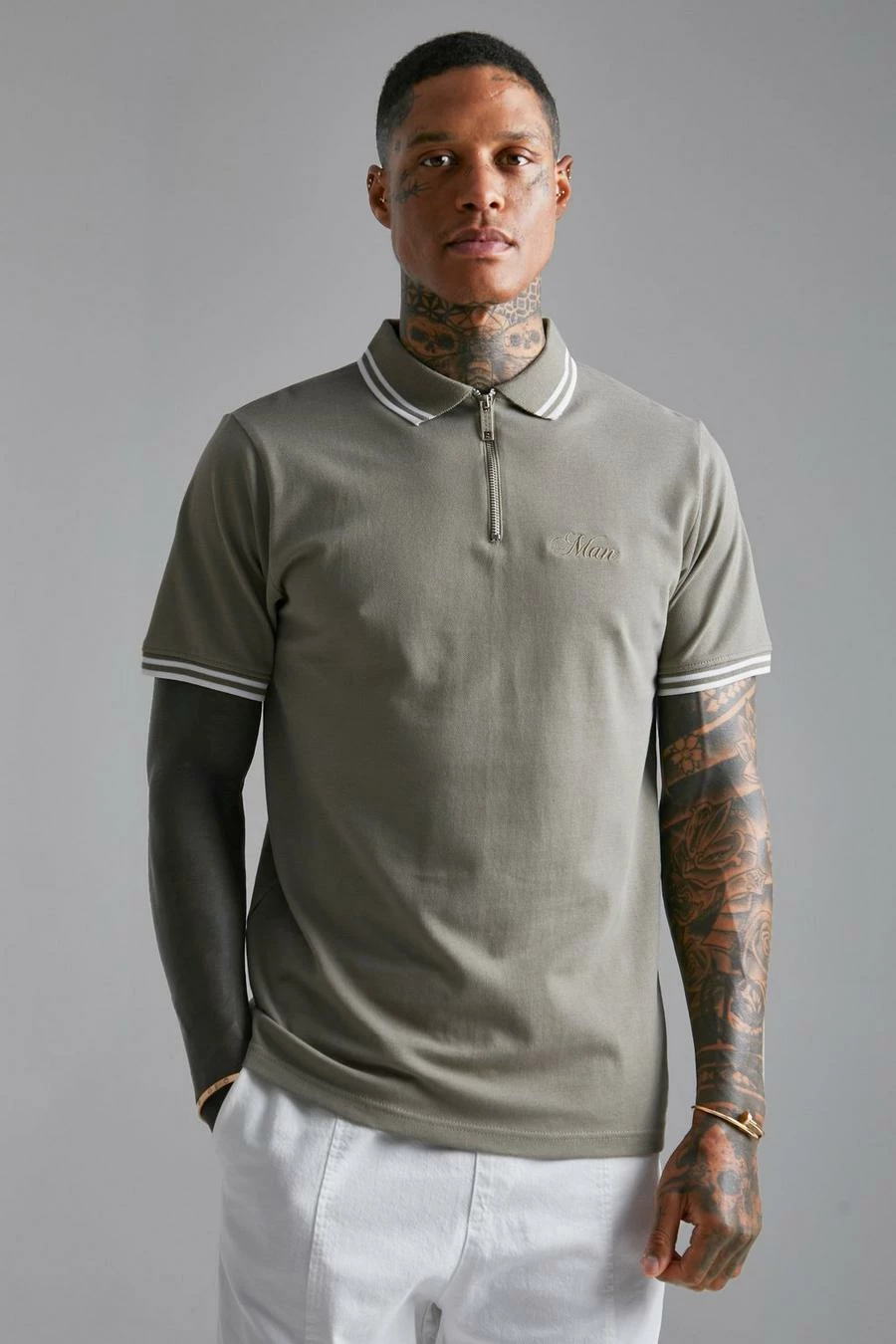 Slim Tipped Pique Zip Polo 1 Slim Tipped Pique Zip Polo
