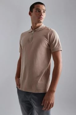 Slim Zip Pique Polo