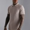 Smart Slim Fit Ribbed Zip Neck Polo