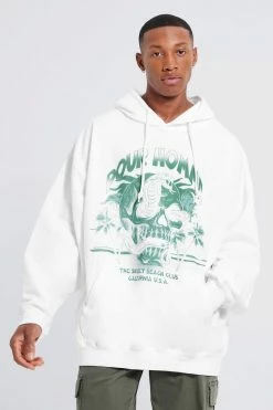 Oversized Pour Homme Skull Snake Print Hoodie