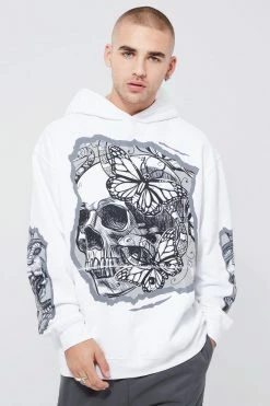 Oversized Skull Print Hoodie