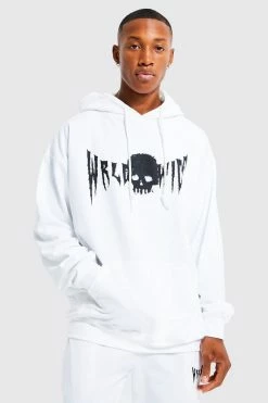 Oversized Skull Worldwide Print Hoodie