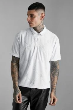 Oversized Velour Debossed Polo