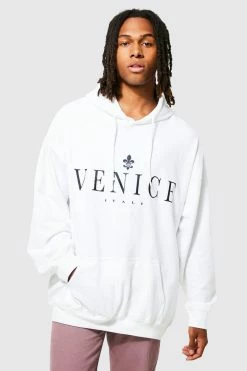 Oversized Venice Print Hoodie