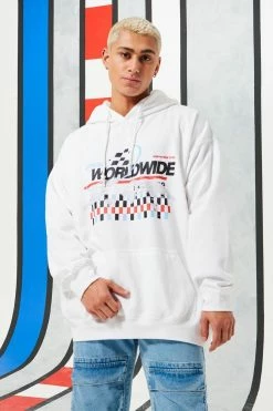 Oversized Worldwide Moto Graphic Hoodie