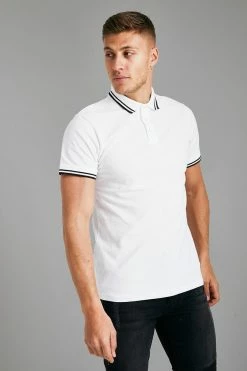 Slim Fit Short Sleeve Tipped Pique Polo