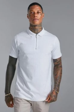 Slim Fit Short Sleeve Zip Polo