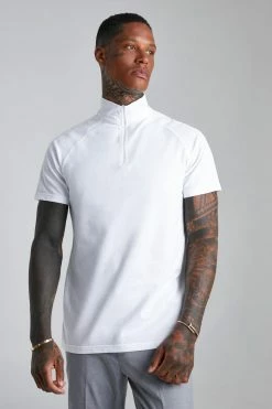 Slim Funnel Neck Pique Polo