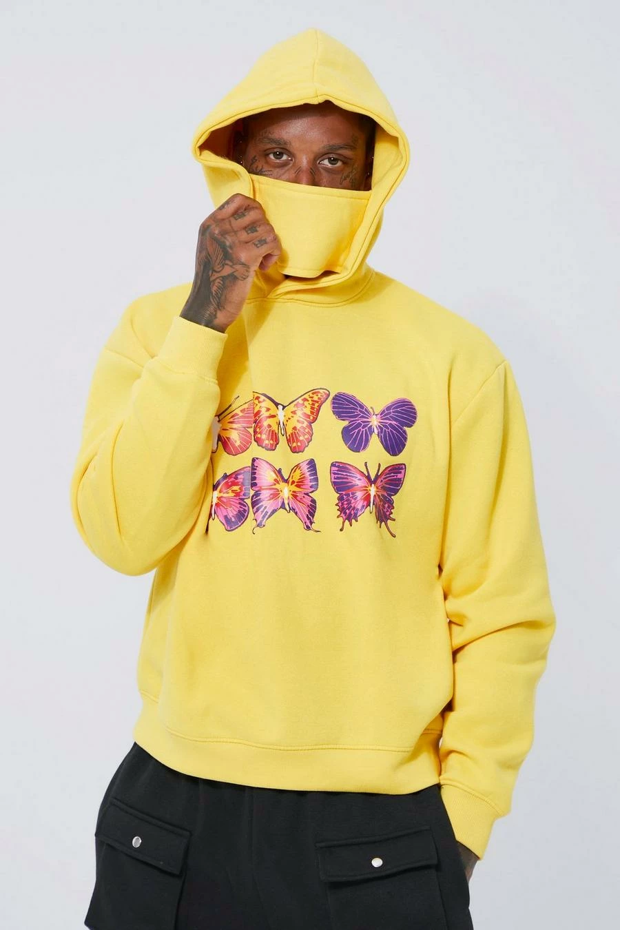 Boxy Fit Graphic Hoodie With Snood 1 Boxy Fit Graphic Hoodie With Snood